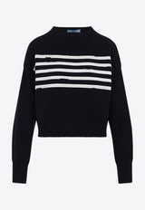 Striped-Panel Pullover Sweater