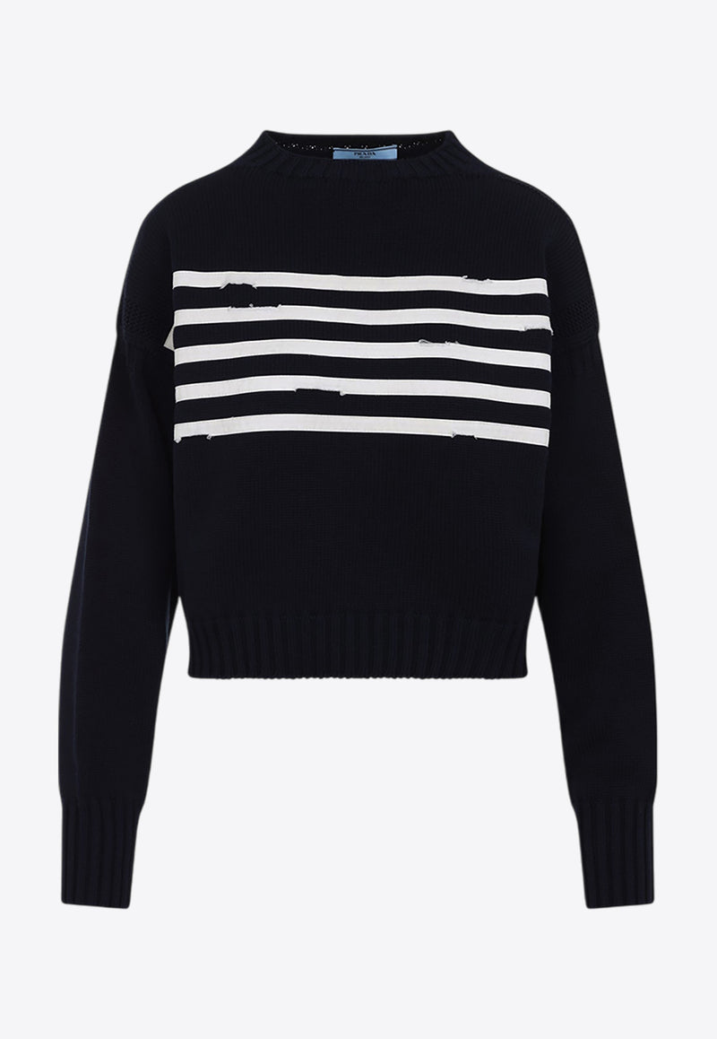 Striped-Panel Pullover Sweater