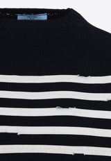 Striped-Panel Pullover Sweater