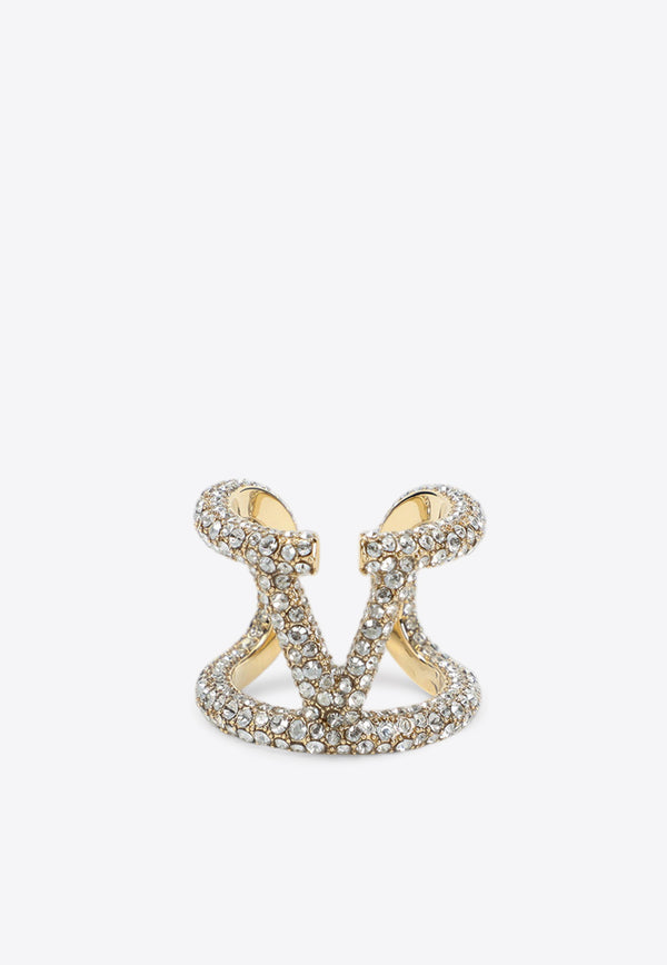 VLogo Crystal-Embellished Ring