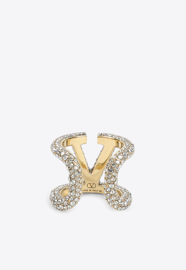 VLogo Crystal-Embellished Ring