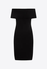 Textured Nylon Off-Shoulder Midi Dress