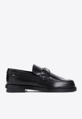 Logo-Monogram Plaque Leather Loafers