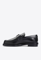 Logo-Monogram Plaque Leather Loafers