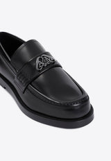 Logo-Monogram Plaque Leather Loafers