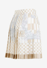 Damier Print Pleated Mini Skirt