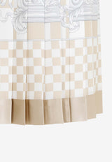 Damier Print Pleated Mini Skirt