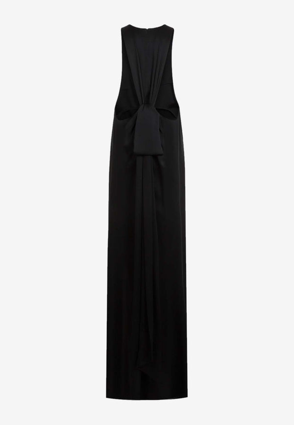 Back-Tie Satin Crepe Maxi Dress