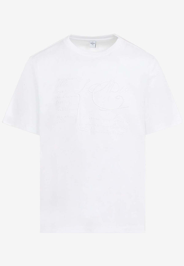 Berluti Scritto Embroidered T-shirt White R27JRS135.001-000 BLANC OPTIQUE