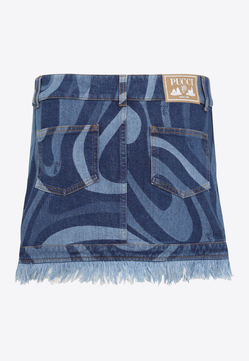 Marmo Print Mini Denim Skirt