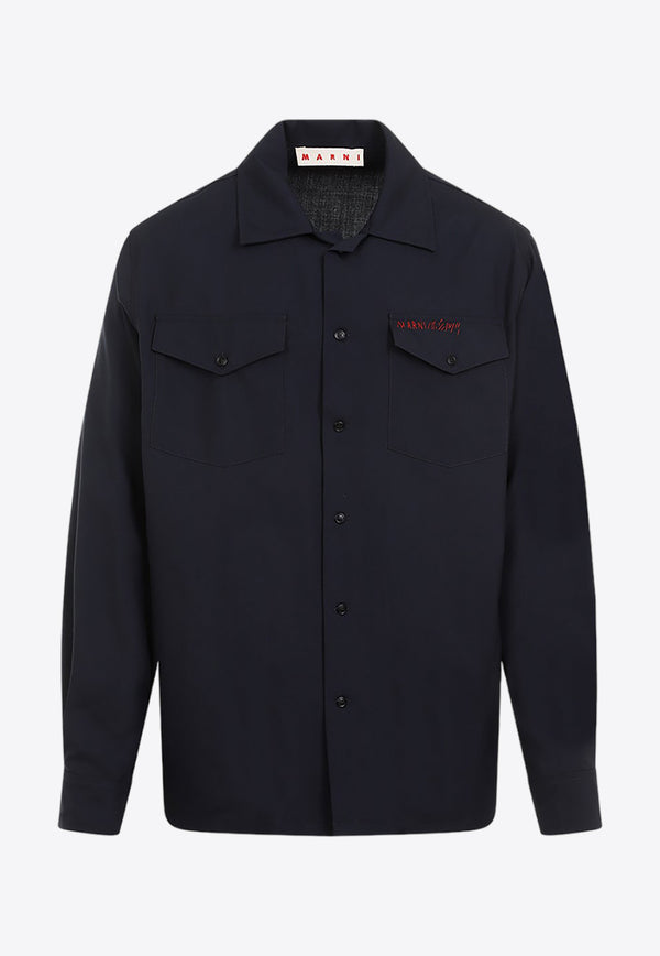 Logo-Embroidered Virgin Wool Overshirt