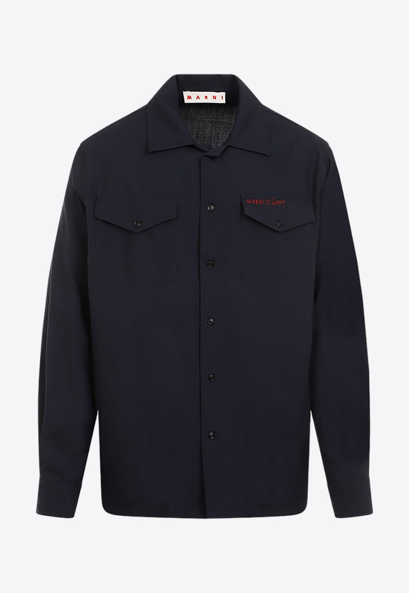 Logo-Embroidered Virgin Wool Overshirt