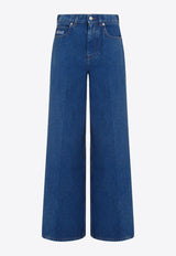 Logo-Embroidered Wide-Leg Jeans