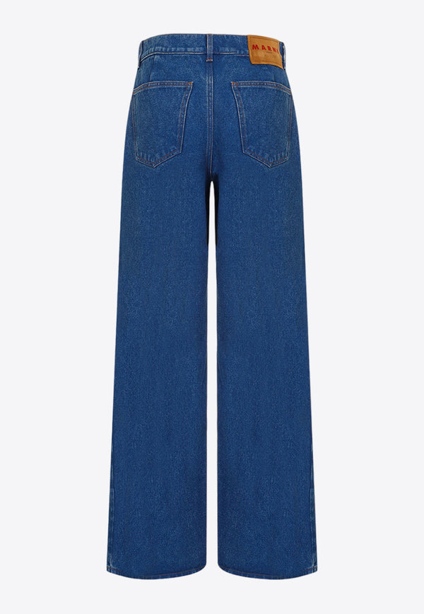 Logo-Embroidered Wide-Leg Jeans