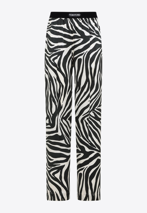 Zebra Print Silk Pants