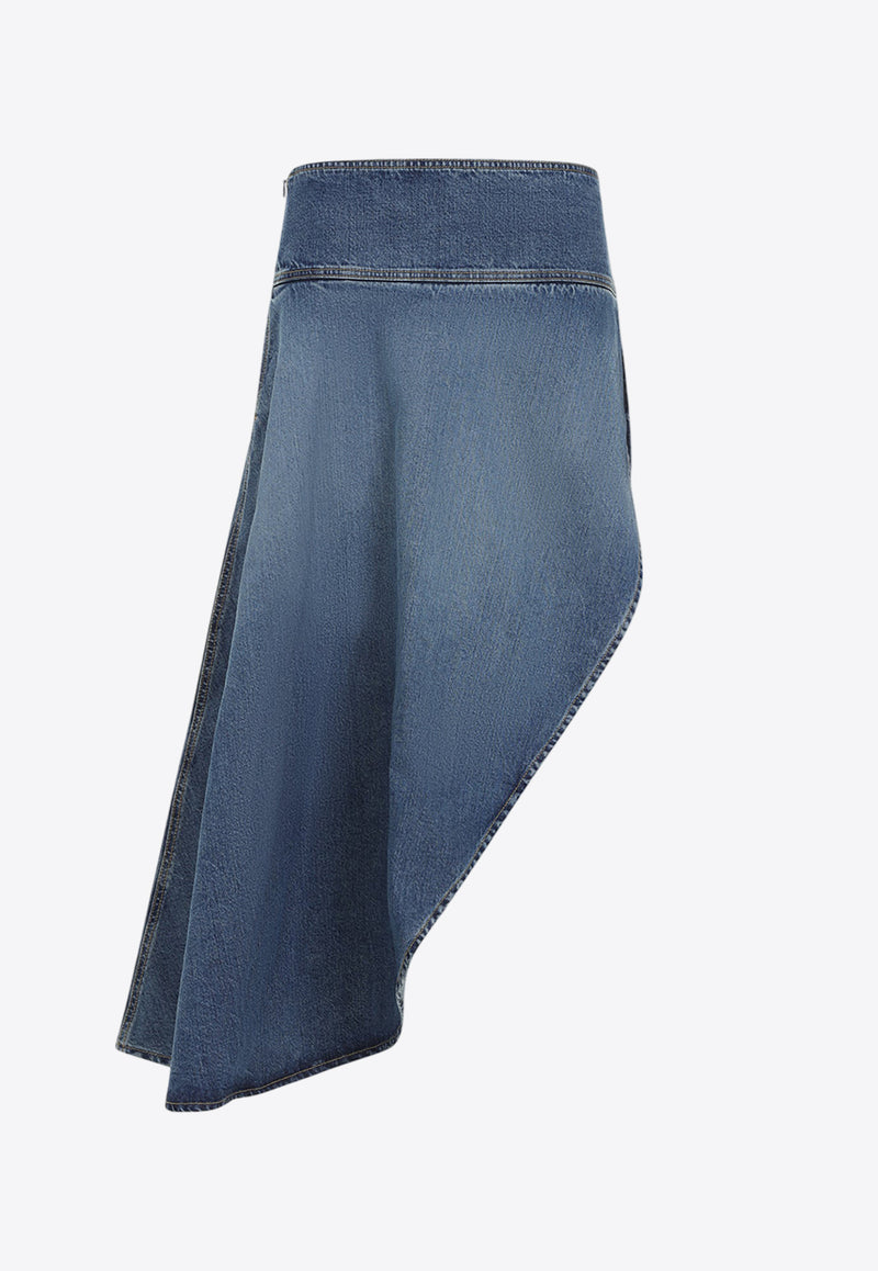 Asymmetric Midi Denim Skirt