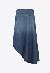 Asymmetric Midi Denim Skirt