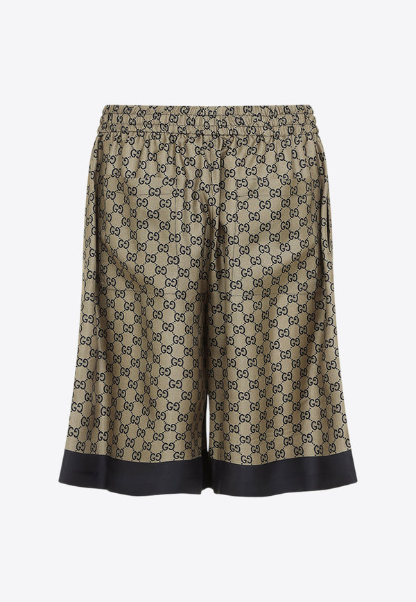 Logo Print Silk Shorts