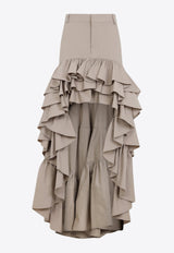 Asymmetric Ruffle Midi Skirt