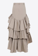 Asymmetric Ruffle Midi Skirt