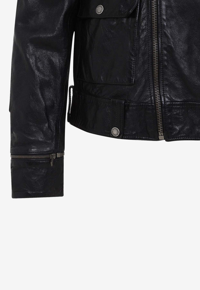 Golden Leather Biker Jacket