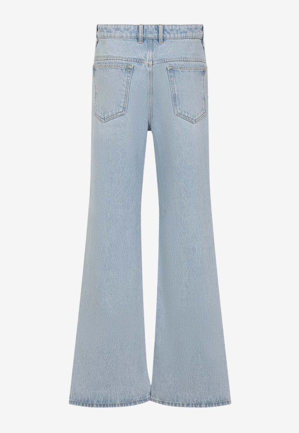 Metallic Embellishment Flared Jeans