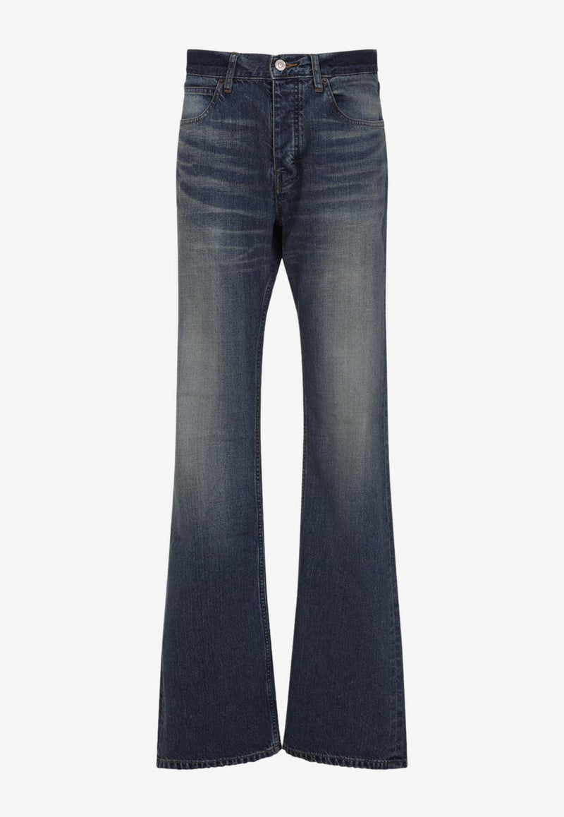 Straight-Leg Faded Jeans