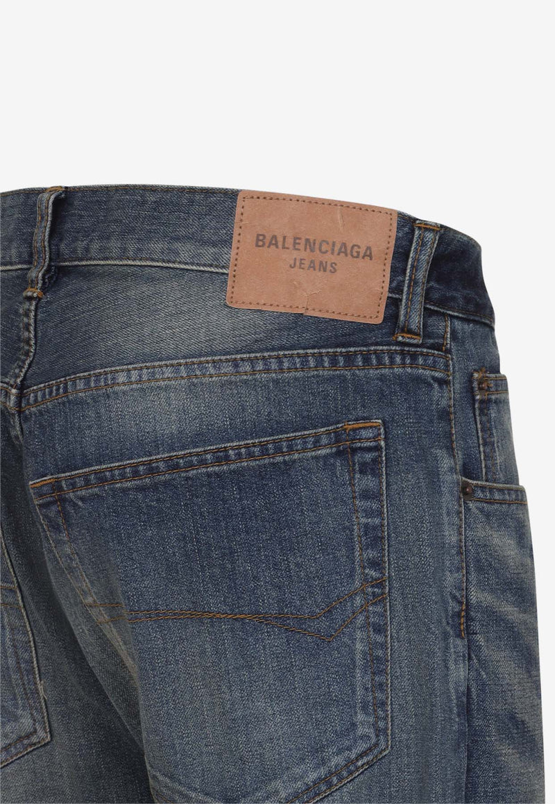 Straight-Leg Faded Jeans