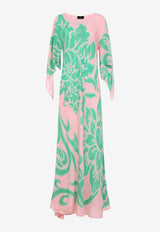 Paisley Print Long-Sleeved Maxi Dress