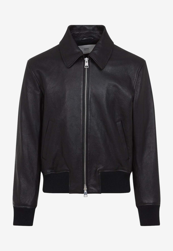 Zip-Up Leather Jacket