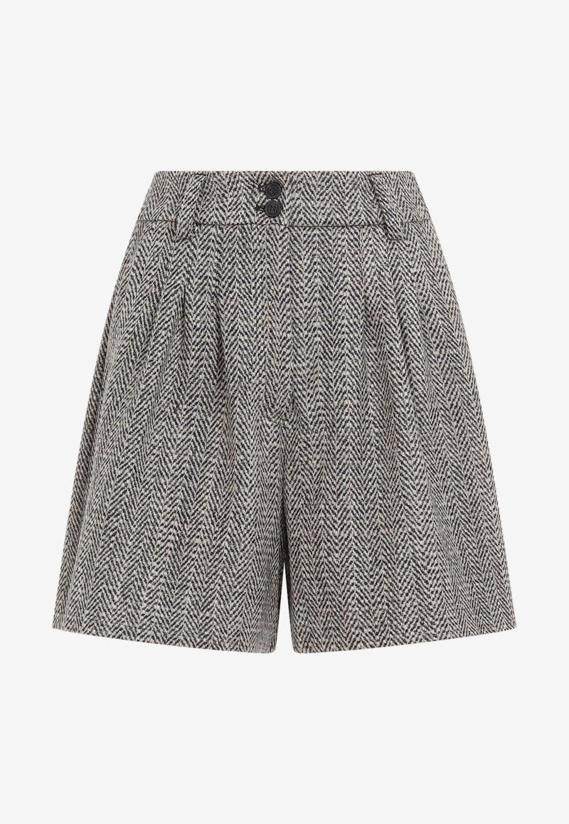 Herringbone Pleated Shorts