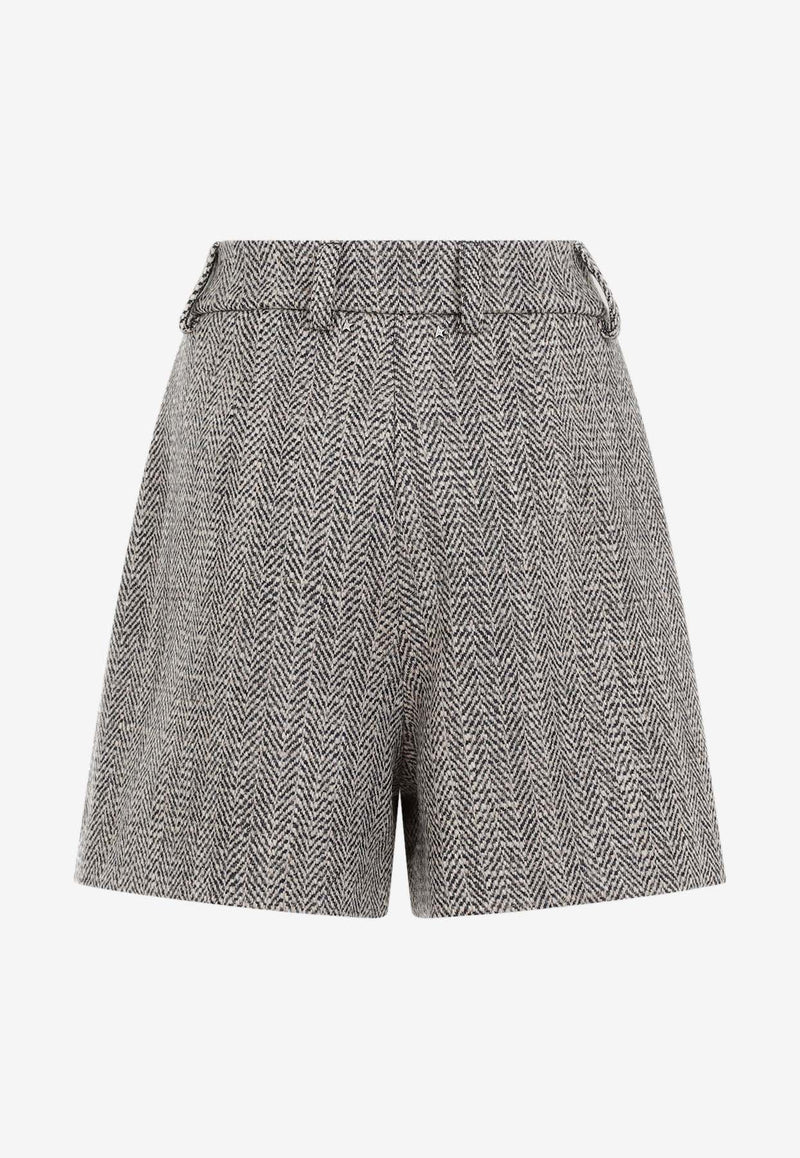 Herringbone Pleated Shorts