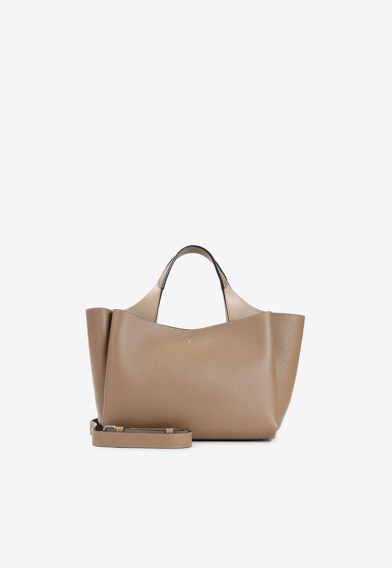 Mini T Timeless Grained Leather Tote Bag