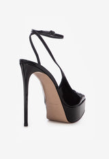 Le Silla Uma 140 Slingback Platform Pumps in Patent Leather Black 2861V090R1PPKAB 001