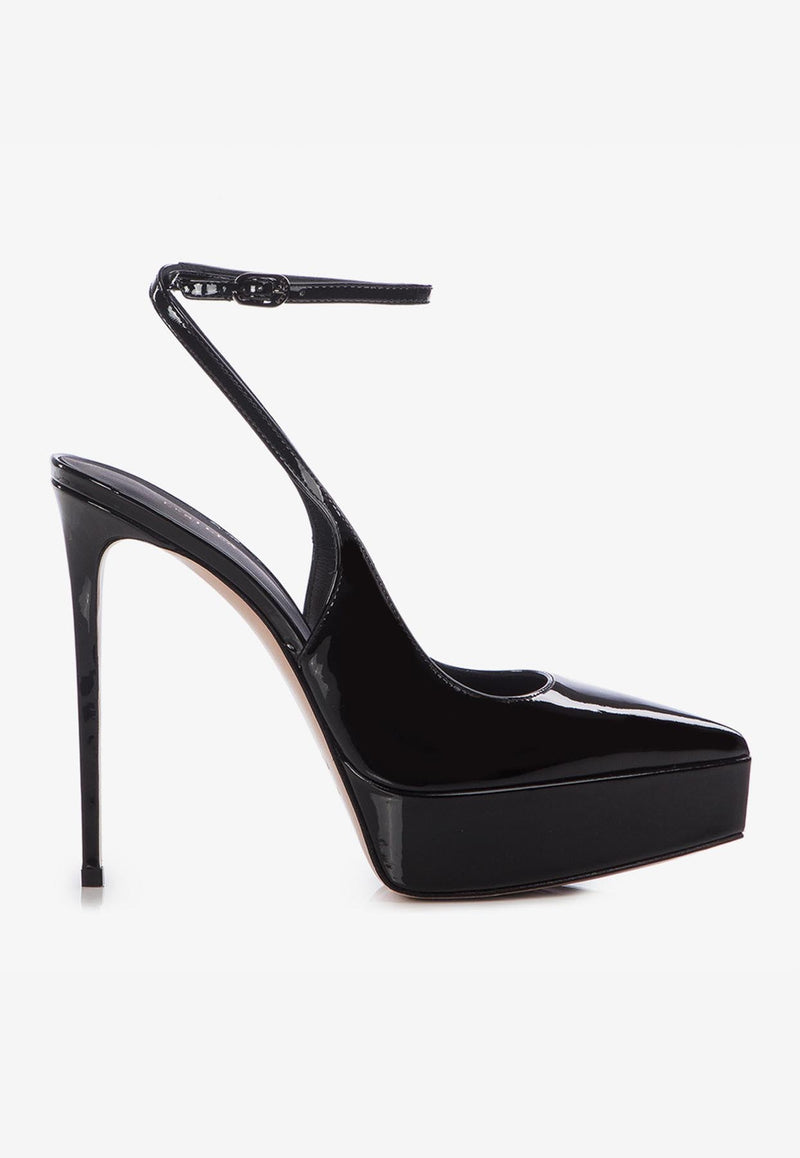 Le Silla Uma 140 Slingback Platform Pumps in Patent Leather Black 2861V090R1PPKAB 001