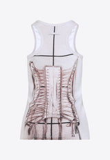 Printed Ribbed Sleeveless Top