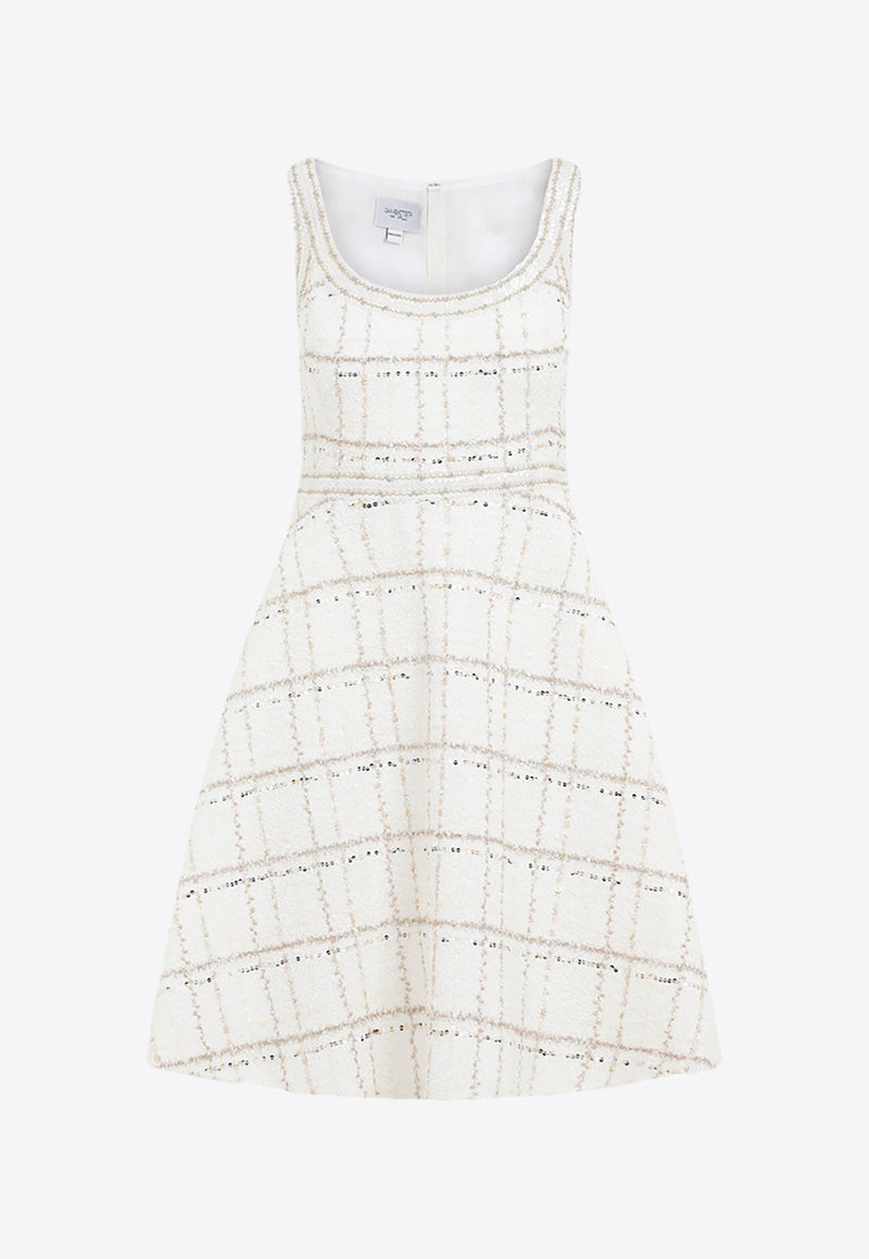 Boucle Sequin-Embellished Knee-Length Dress