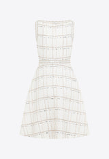 Boucle Sequin-Embellished Knee-Length Dress