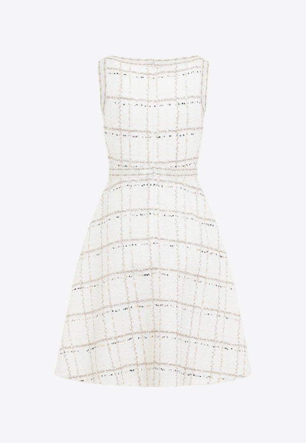 Boucle Sequin-Embellished Knee-Length Dress