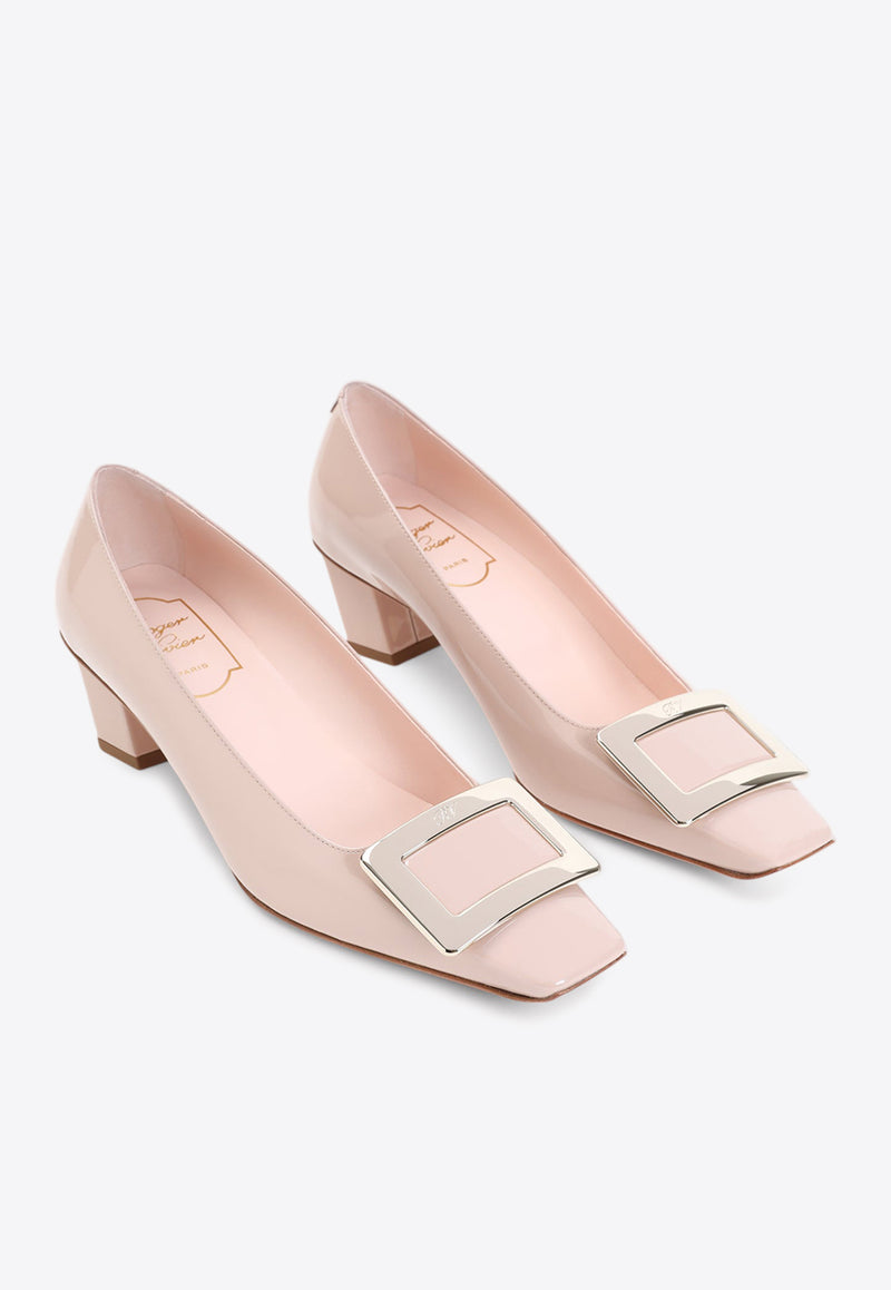 Belle Vivier 45 Metal Buckle Pumps in Patent Leather