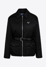 Prada Triangle Logo Belted Re-Nylon Jacket Black 292200OOO1WQ8/P_PRADA-F0002