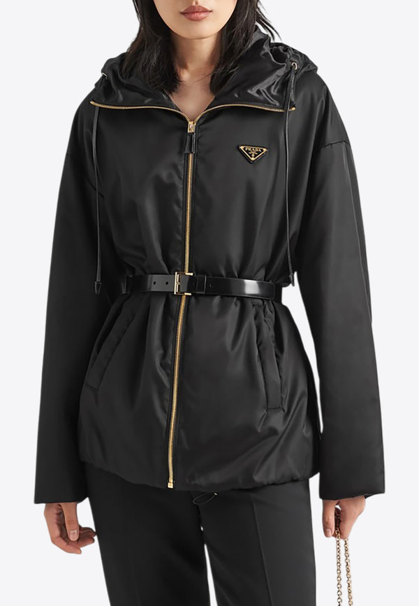 Prada Triangle Logo Re-Nylon Belted Padded Jacket Black 29E0971WQ8/Q_PRADA-F0002