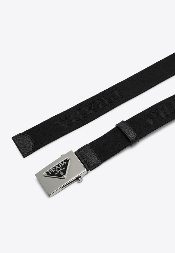 Prada Logo Buckle Woven Belt Black 2CN0852DKF/P_PRADA-F0002