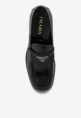 Prada Brushed Leather Logo Loafers Black 2DB195X000P39/O_PRADA-F0002