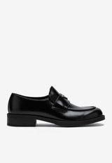 Prada Triangle Logo Brushed Leather Loafers Black 2DE145G000055/P_PRADA-F0002