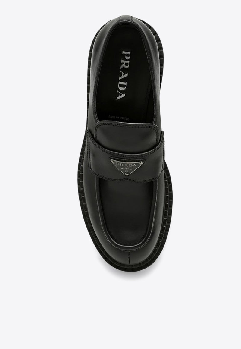 Prada Double Chocolate Triangle Logo Loafers Black 2DE148G001070/P_PRADA-F0002