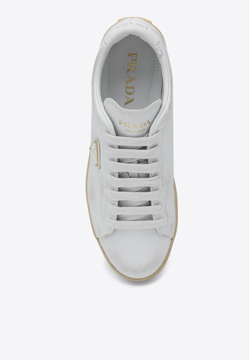 Prada Triangle Logo Worn-Out Effect Sneakers White 2EE413G0013LPQ/Q_PRADA-F097W