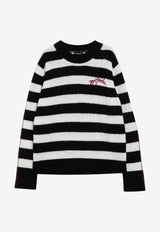 Marc Jacobs The Striped Logo Alpaca Sweater Black 2F4RTP061K07WO/P_MARC-005