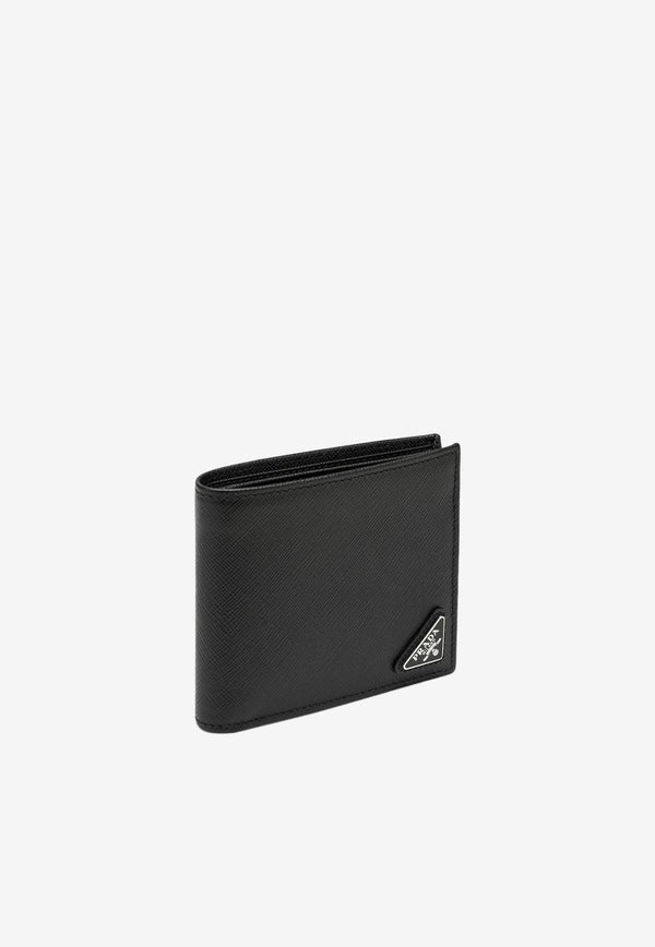 Prada Triangle Logo Saffiano Leather Wallet Black 2MO513QHH/Q_PRADA-F0002