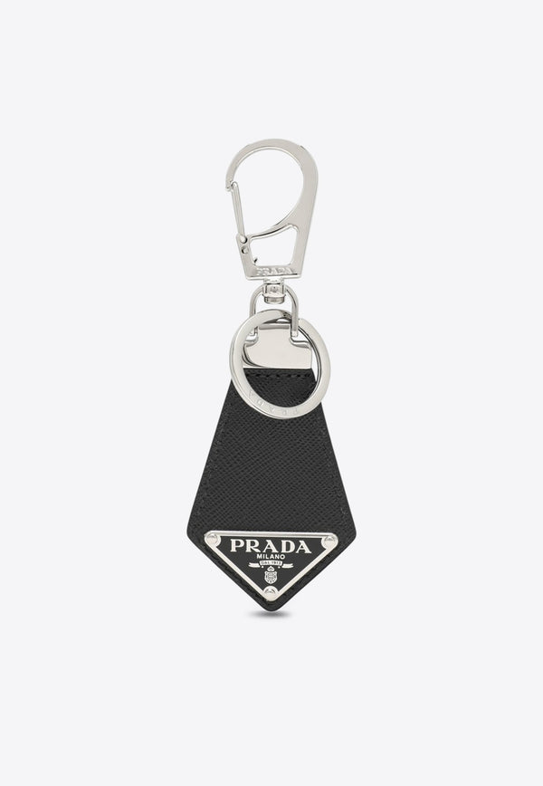 Prada Triangle Logo Leather and Metal Key-Ring Silver 2PP041053/O_PRADA-F0002